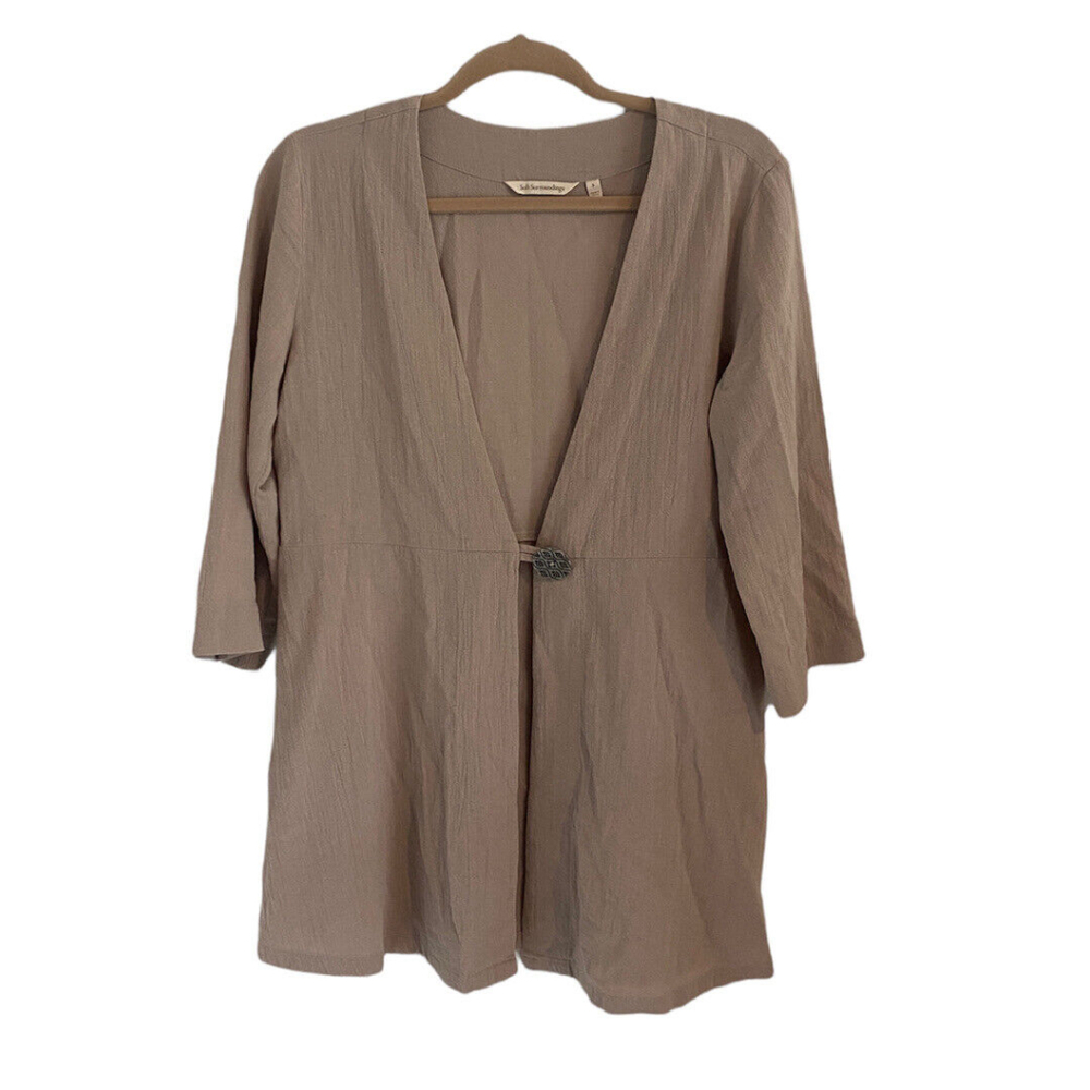 Soft Surroundings Womens Top Size Small Tan Cardigan Shirt